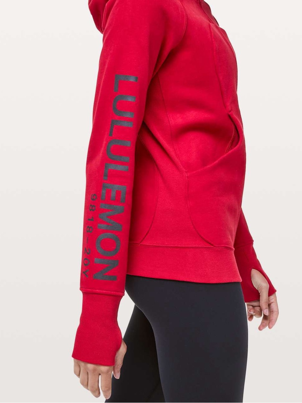 lululemon athletica Red Logo Thumbhole Hoodie